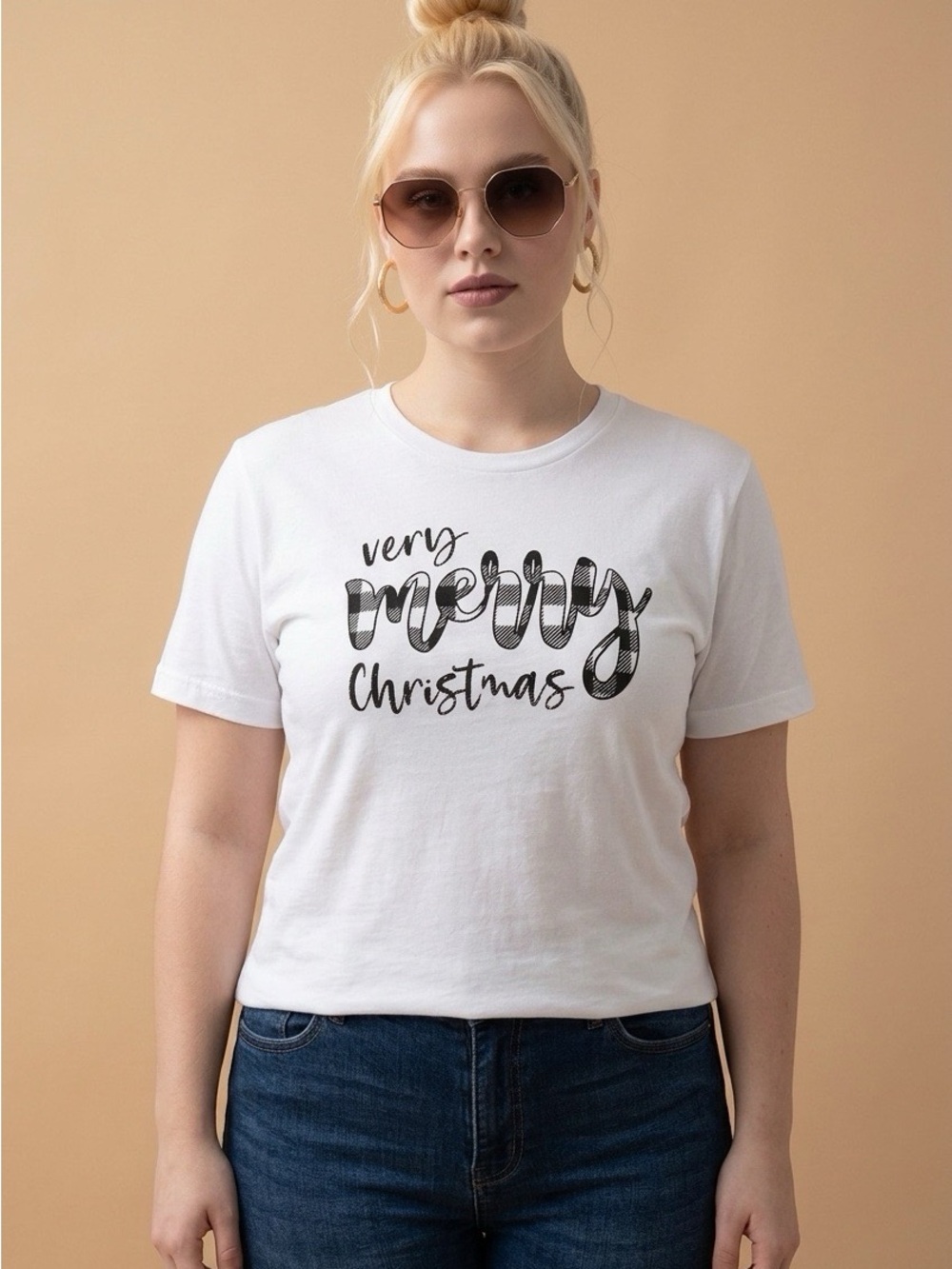 Very Merry Christmas White Holiday Tee